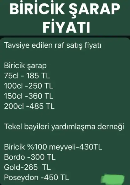 Biricik Şarap Fiyatı